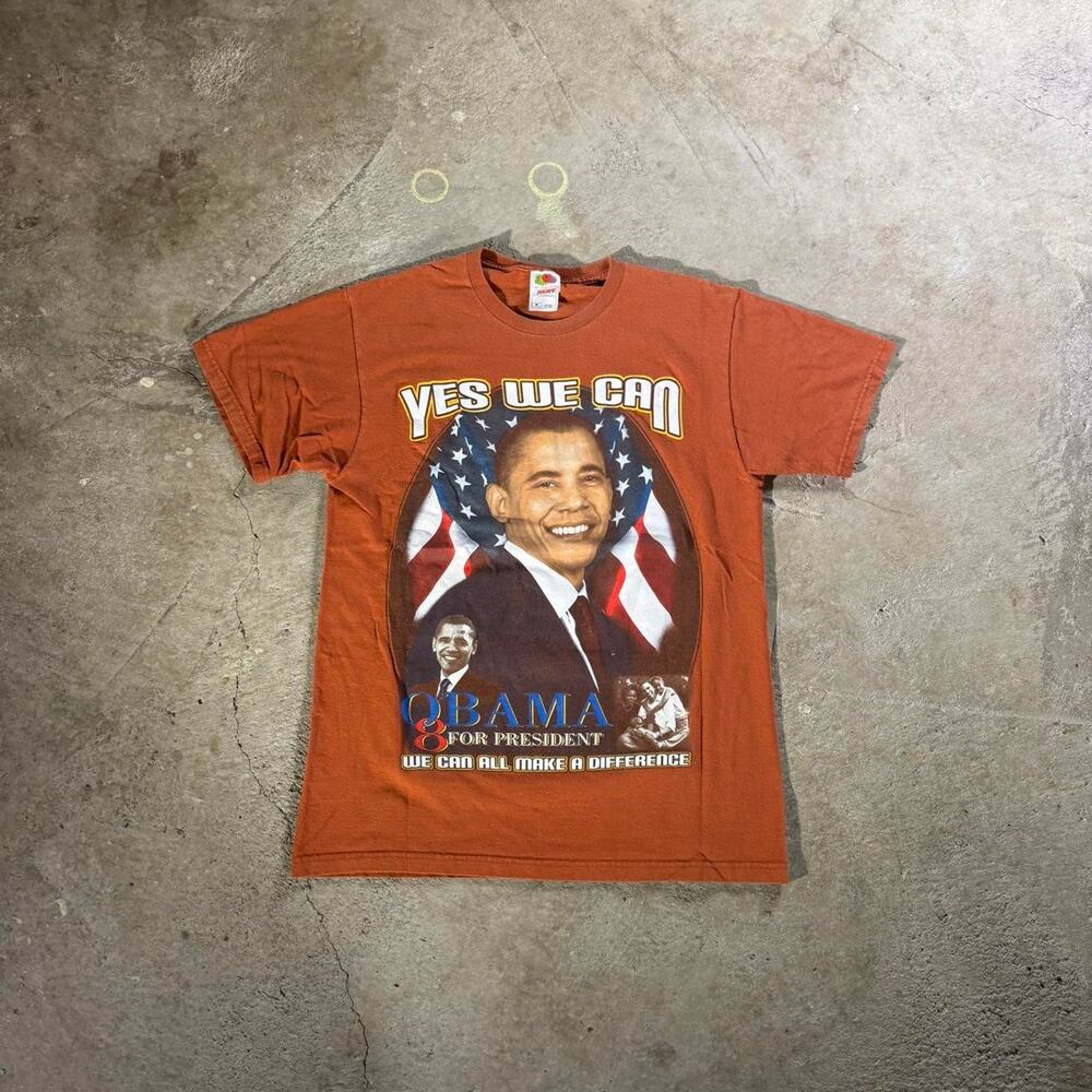 2008 Orange Obama "Yes We Can" Graphic T-Shirt